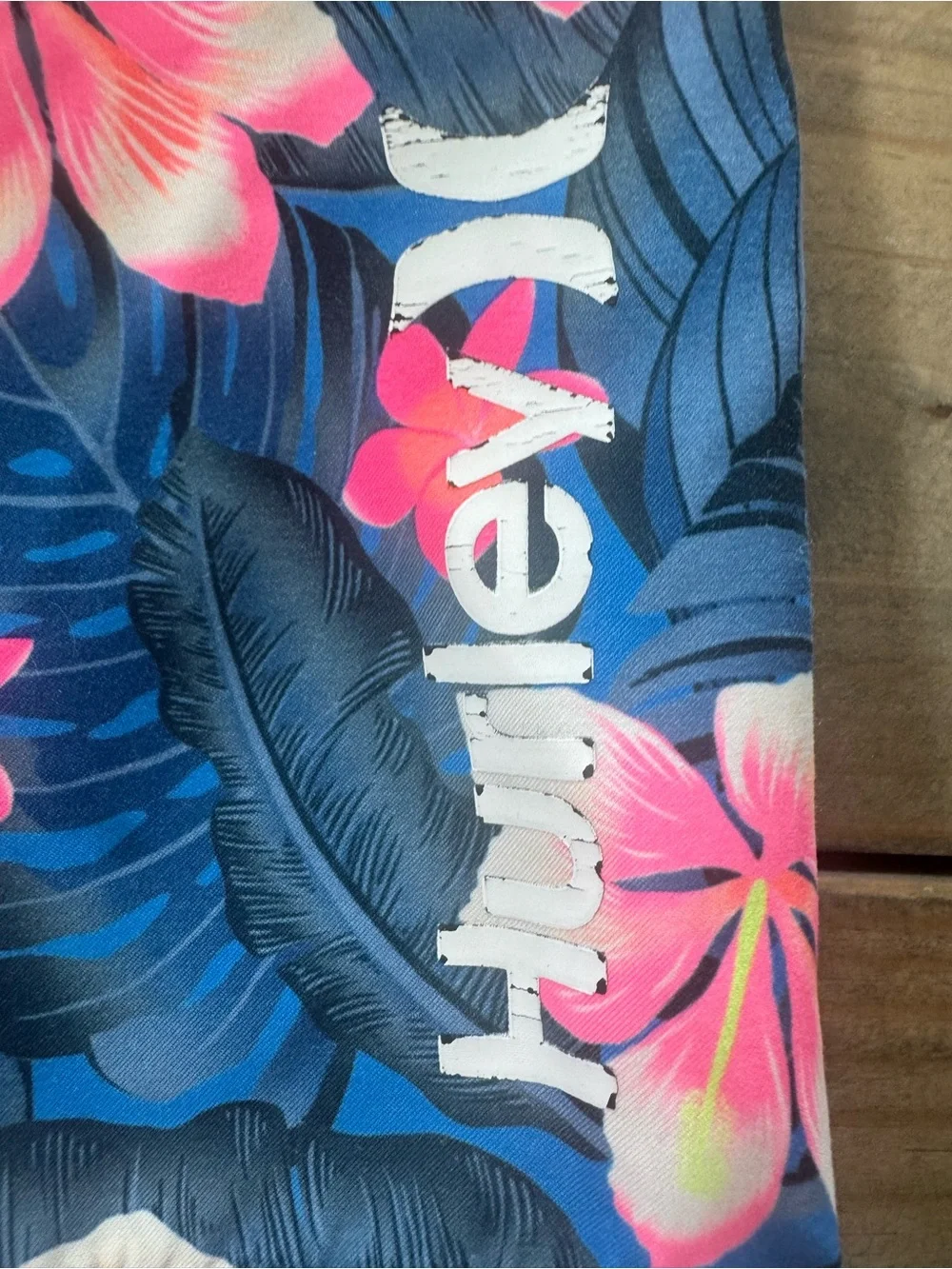 Hurley Navy Blue Floral Swim Shorts with Pink Flowers